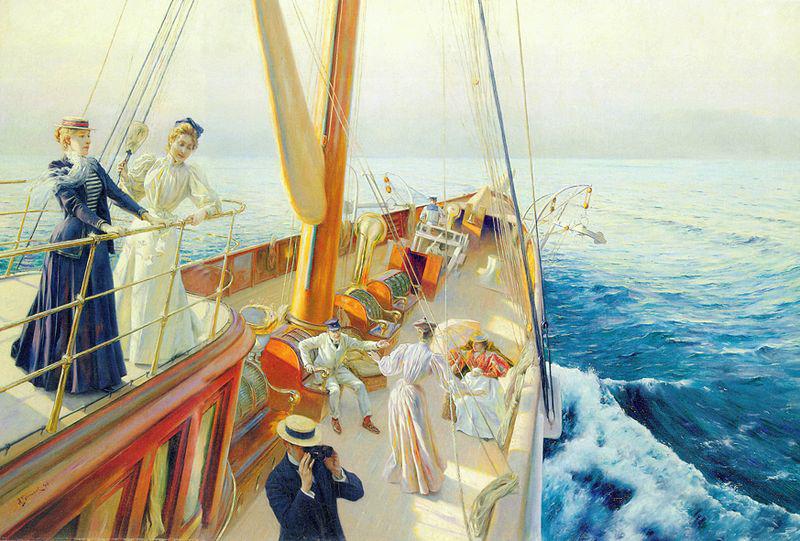 Julius LeBlanc Stewart Yachting in the Mediterranean oil painting picture
